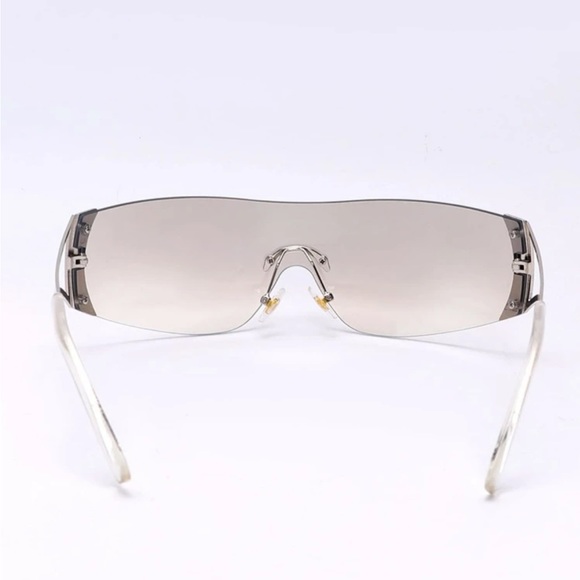 1pc Trendy See Through Silver Y2k Rimless Sunglasses sun Protection - Picture 3 of 4